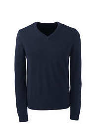 Classic Merino Wool V Neck Sweater Navyxl