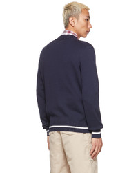 Brunello Cucinelli Navy Cotton V Neck Sweater