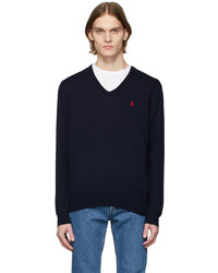 Polo Ralph Lauren Navy Cotton V Neck Sweater