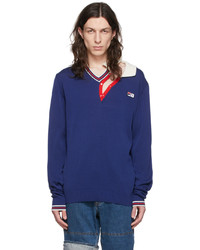 Y/Project Navy Fila Edition Double Collar Sweater