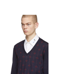 Gucci Navy V Neck Sweater