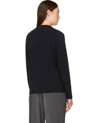 Marc by Marc Jacobs Navy Wool Bunny Hop V Neck Sweater
