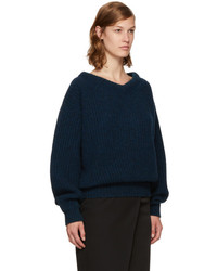 Lemaire Navy Wool V Neck Sweater