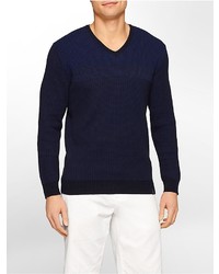 Calvin Klein Striped Cotton V Neck Sweater