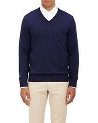 Piattelli Tipped Fine Gauge Knit Sweater Blue Size Extra Extra L