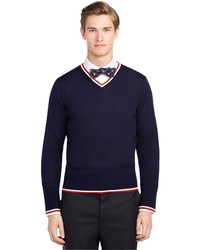 Brooks Brothers Tipped V Neck Sweater