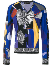 Versace V Neck Collage Sweater