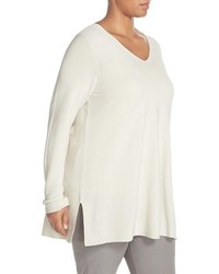 Eileen Fisher V Neck Organic Cotton Pullover