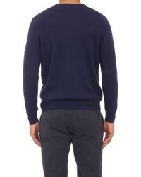 Piattelli V Neck Pullover Sweater Blue