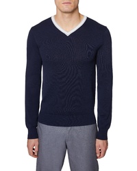 Hickey Freeman V Neck Silk Cotton Sweater
