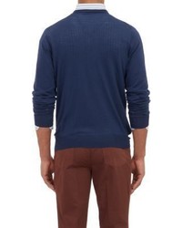 Luciano Barbera V Neck Sweater Blue