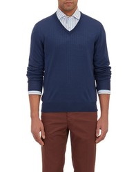 Luciano Barbera V Neck Sweater Blue