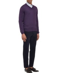 Brioni V Neck Sweater Purple