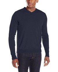 Oxford NY Wool Blend Paneled Rib V Neck Sweater