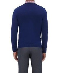 Isaia Wool V Neck Sweater Blue
