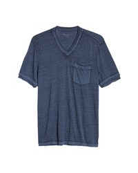 John Varvatos Davis V Neck Burnout Cotton Blend T Shirt In Blue At Nordstrom