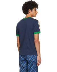 Wales Bonner Navy Adidas Edition Striped V Neck T Shirt