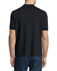 Armani Collezioni Stretch Cotton Pique V Neck T Shirt Navy