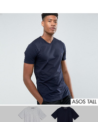 French Connection Tall 2 Pack V Neck T Shirt