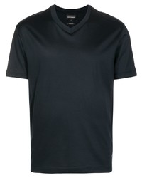 Emporio Armani V Neck Lyocell Cotton T Shirt