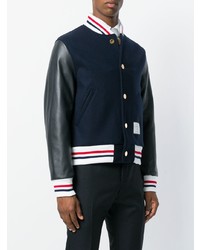 Thom Browne Button Front Melton Wool Varsity Jacket