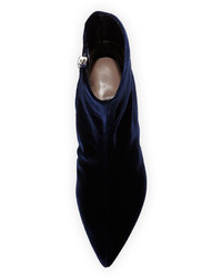 Miu Miu Fondo Jewel Heel Velvet Ankle Boot Blue