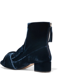 No.21 No 21 Knotted Velvet Ankle Boots Navy