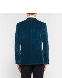 Hugo Boss Blue Hockley Slim Fit Satin Trimmed Velvet Tuxedo Jacket