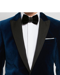 Favourbrook Blue Faille Trimmed Cotton Velvet Tuxedo Jacket