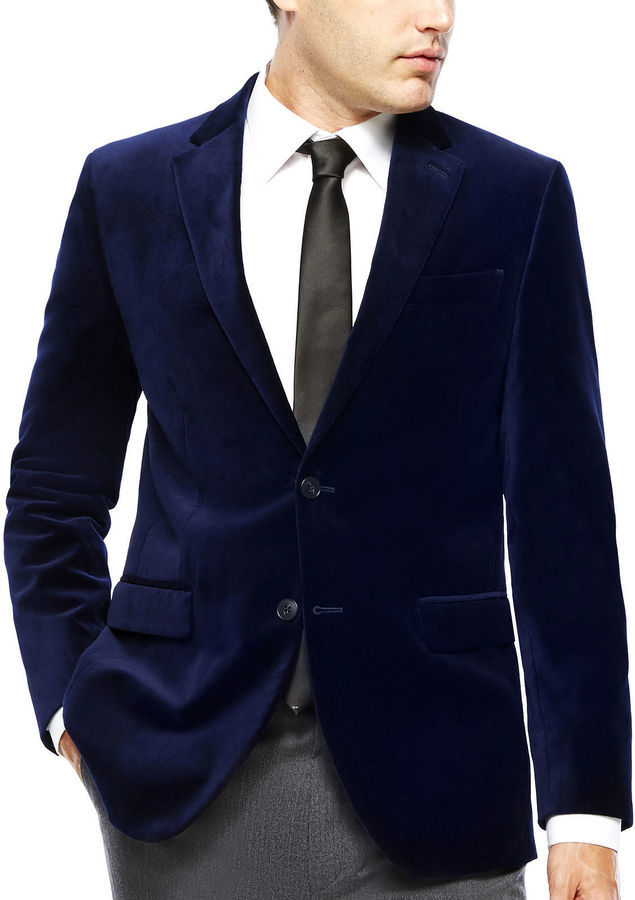 Синий вельветовый пиджак мужской