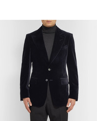 Tom Ford Midnight Blue Shelton Slim Fit Velvet Suit Jacket