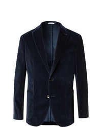 Boglioli Navy K Jacket Slim Fit Unstructured Stretch Cotton Velvet Blazer