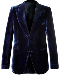 Tom Ford Navy Shelton Slim Fit Velvet Tuxedo Jacket