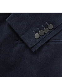 Lanvin Navy Slim Fit Satin Trimmed Cotton Velvet Tuxedo Jacket
