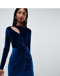 Fashion Union Tall Bodycon Dress With Cut Out In Velvet Velvet