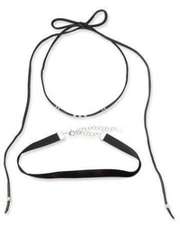 Chan Luu Two Piece Leather Velvet Choker Necklace Set