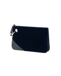 JW Anderson Navy Blue Pierce Velvet Clutch Bag