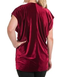 Modelcurrentbrandname Velvet V Neck Shirt Short Dolman Sleeve