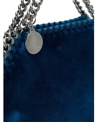 Stella McCartney Blue Falabella Mini Velvet Shoulder Bag