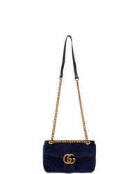 Gucci Blue Velvet Small Gg Marmont 20 Bag