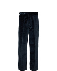 Needles Navy Embroidered Velvet Suit Trousers