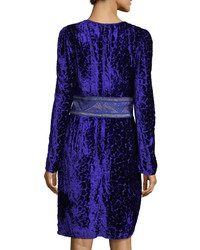 Tadashi Shoji Long Sleeve Velvet Burnout Cocktail Dress W Lace Trim