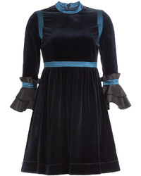 Roksanda Velvet Dress With Flared Sleeves
