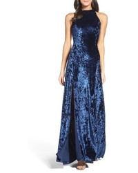 LuLu*s Lulus Strappy Back Crushed Velvet Gown