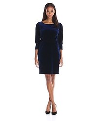 Tiana B Solid Velvet Short Dress 34 Sleeves