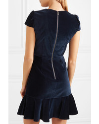 Alice + Olivia Enid Ruffled Velvet Mini Dress