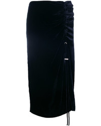 Cédric Charlier Ruffled Panel Velvet Skirt