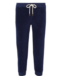 The Great The Cropped Cotton Blend Velour Track Pants