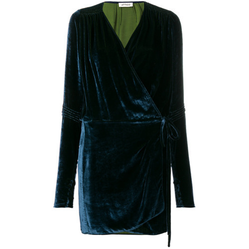 attico velvet wrap dress