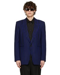 Saint Laurent Black Blue Stripe Blazer
